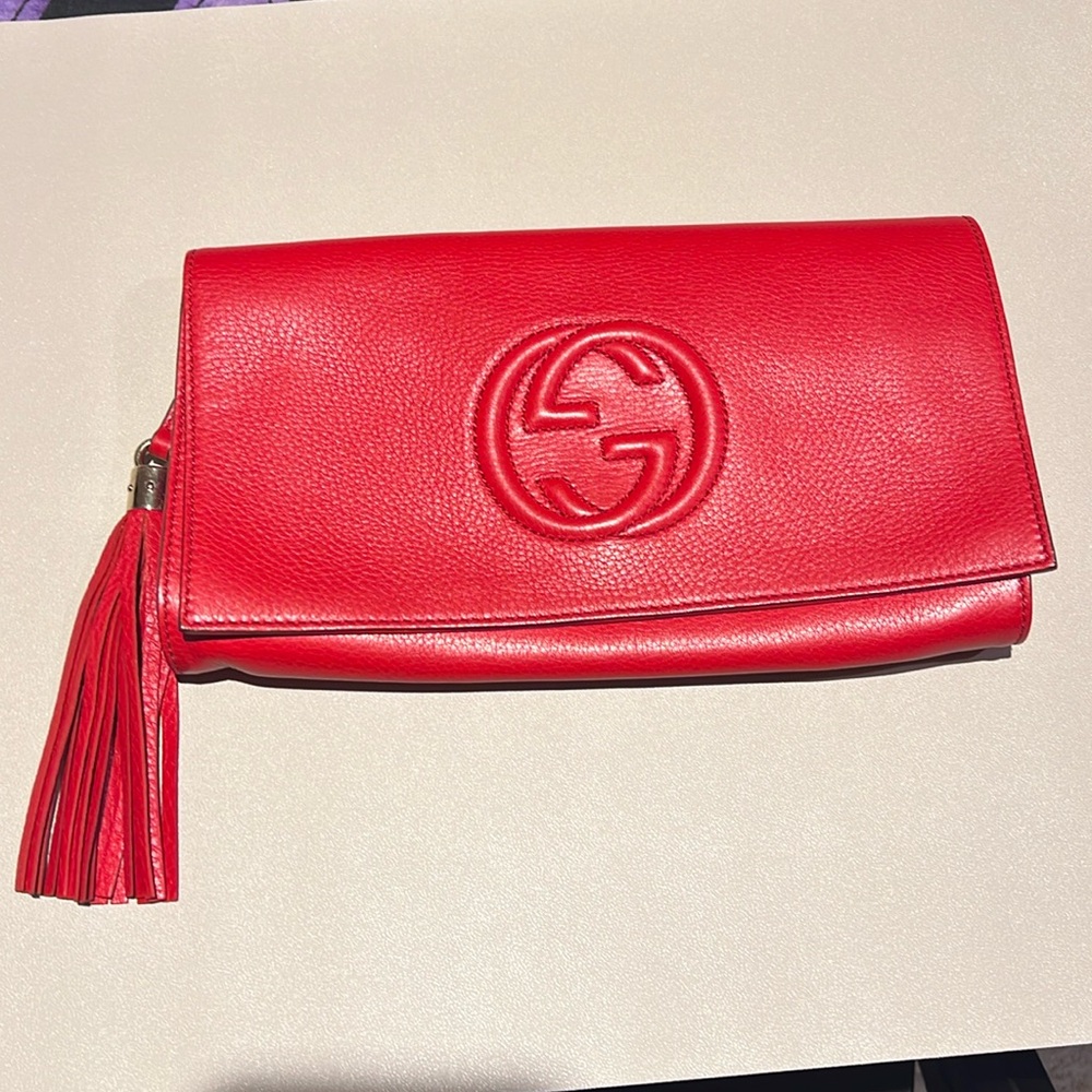 Beautiful Red Gucci Clutch Bag.